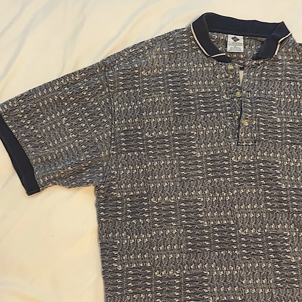 Vintage Columbia XL polo w/ Fish Print
